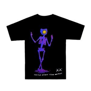 KAWS x Cactus Plant Flea Market - T-Shirt Large Black w Purple Skeleton Unisex
